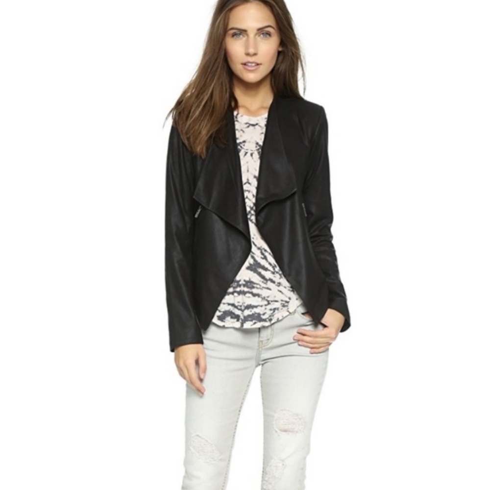 BB Dakota Black Faux Leather Fly-Away Jacket